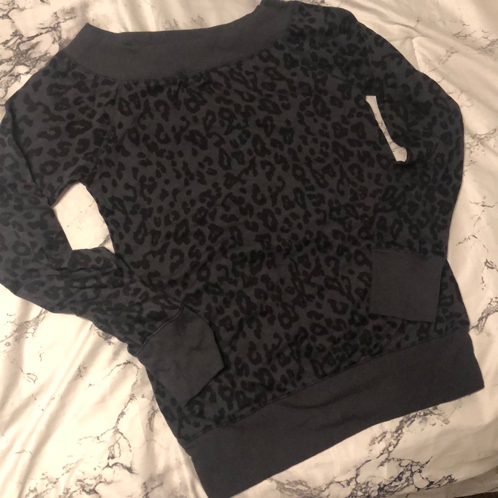 Leopard print charcoal pullover